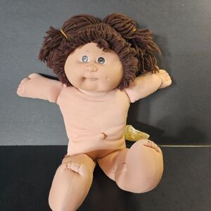 Vtg 1978 1982 Cabbage Patch Doll Long Brown Hair Brown Eyes No Clothes